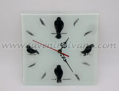 стъклен часовник птички