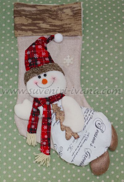 коледен чорап за декорация снежен човек
