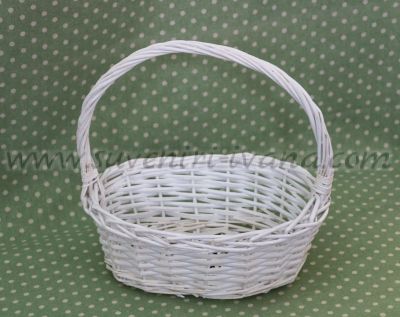 Бяла плетена кошница с овална форма 29,0 х 20,0 х 28,0 см