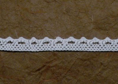 Бяла памучна дантела за декорация, ширина 1,1 см